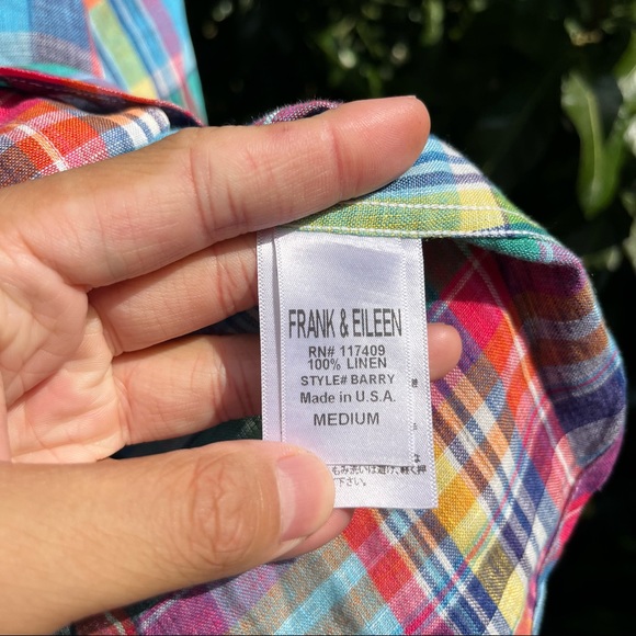 Frank and Eileen rainbow plaid linen button up shirt - Picture 5 of 5
